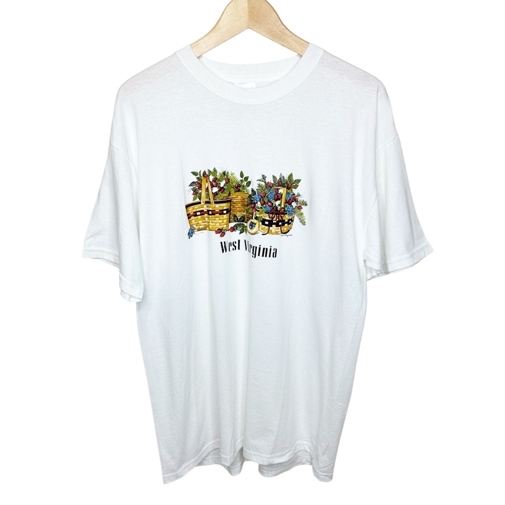 Vintage West Virginia Basket Grannycore Cottagecore Graphic Tee Size Large